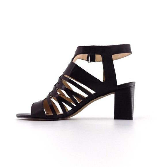 Adrienne Vittadini Pense Cage Open toe sandals Sz 8.5 Black Leather - Picture 6 of 8